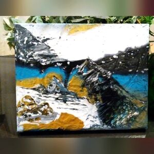 8x10 paint pour acrylic on stretched canvas